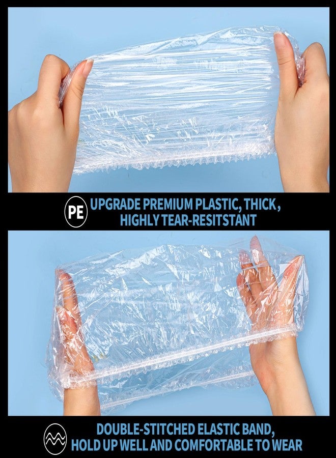 LEOBRO Large Disposable Shower Cap, 100PCS Shower Cap, Plastic Shower Caps for Women Disposable, Clear Thick Plastic Caps for Hair Treatment, Large Size 20.5 INCH - Image 5